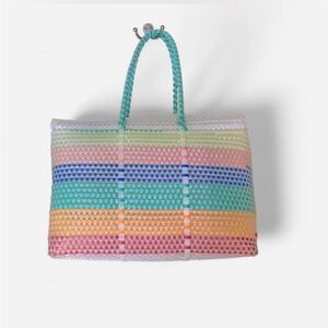 Multicolor Woven Tote Bag